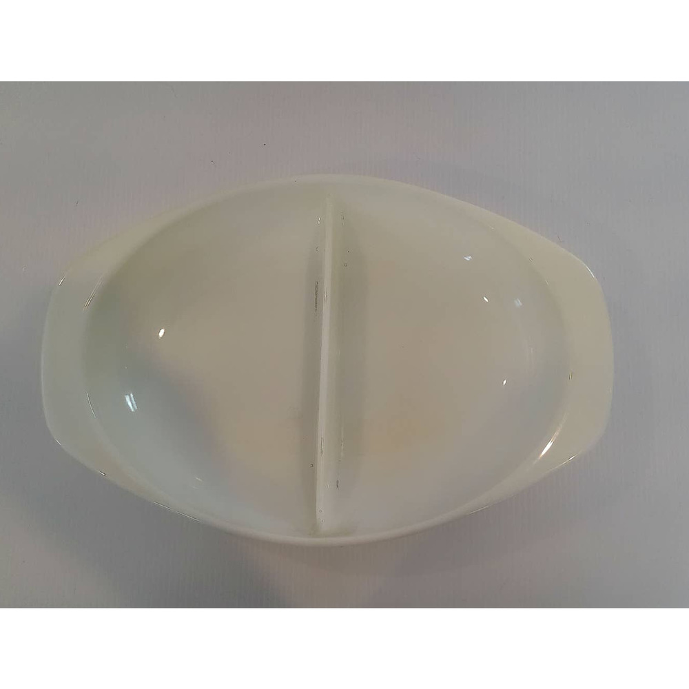 Pyrex White Divided Casserole Dish-Vintage 1960's